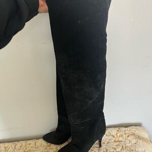 Black Suede Over-the-Knee Boots